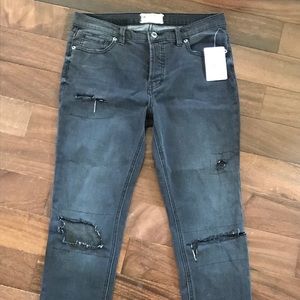 Free People Faded Black Ankle Skinny Jeans